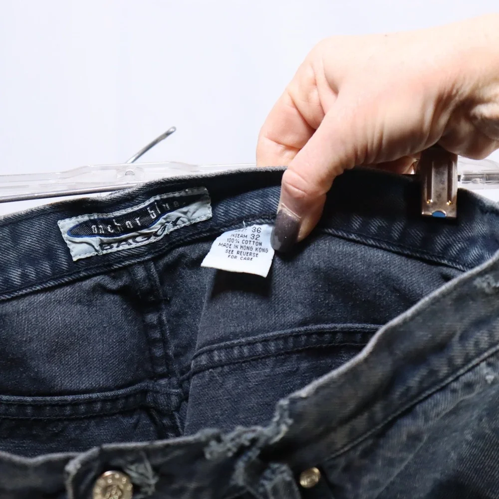 Anchor Blue Baggy‎ Jeans Mens 36x32 Dark Wash 90s Vintage Relaxed Skater Denim